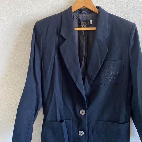 VINTAGE CLASSIQUES BLACK BLAZER MENS WOOL SIZE XS - Picture 3 of 8